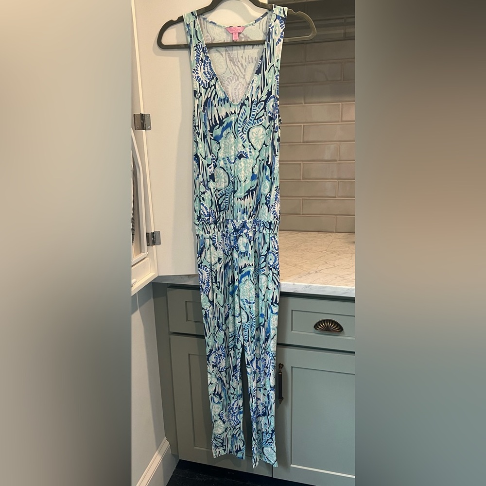 Lilly Pulitzer Blue, Navy & White Printed Jumpsuit